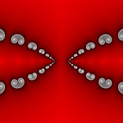 Fractal eyes on red background
